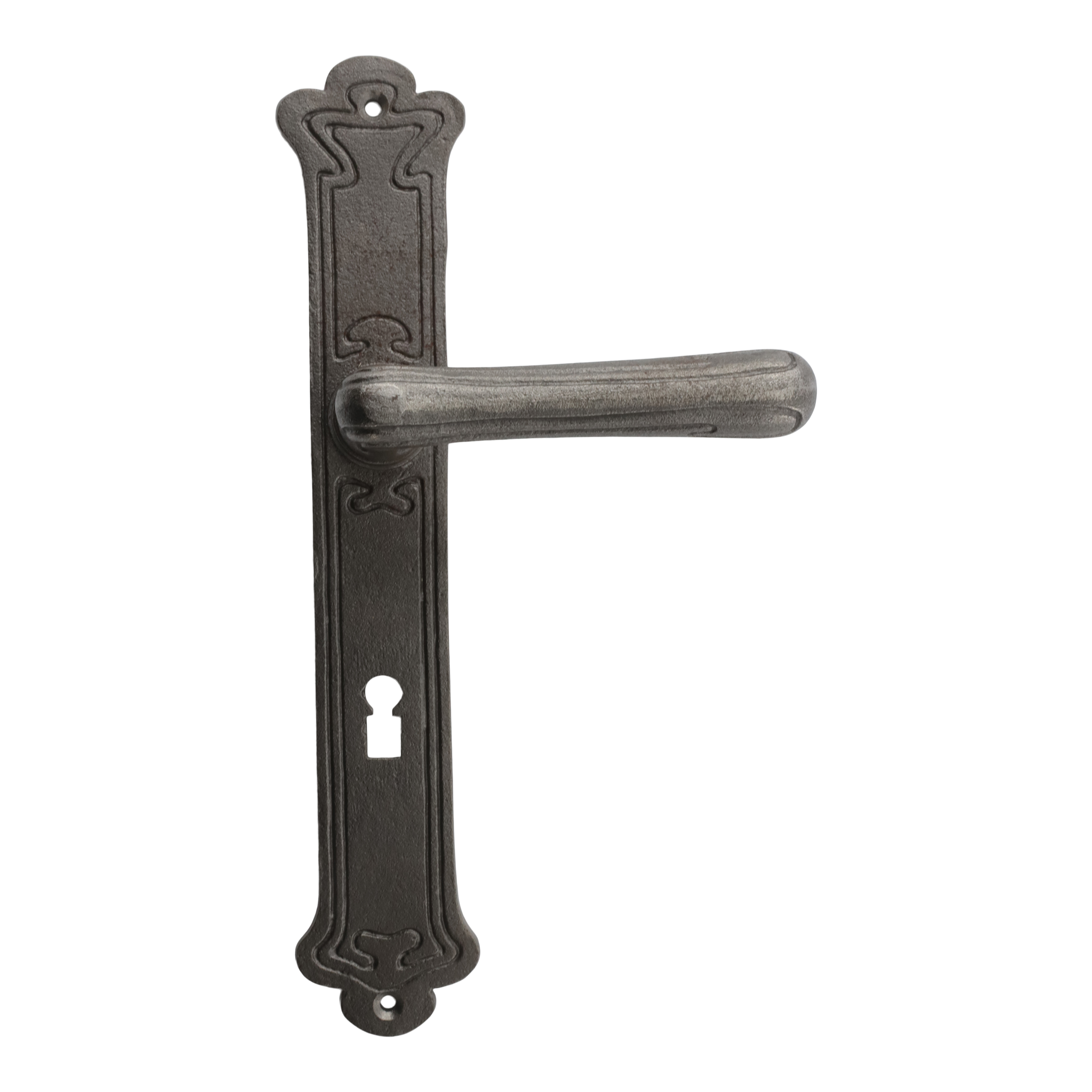 322.0085.80 Türgriffe mit Langschild Jugendstil Eisen grau 322.0085.80 Türgriffe mit Langschild Jugendstil Eisen grau