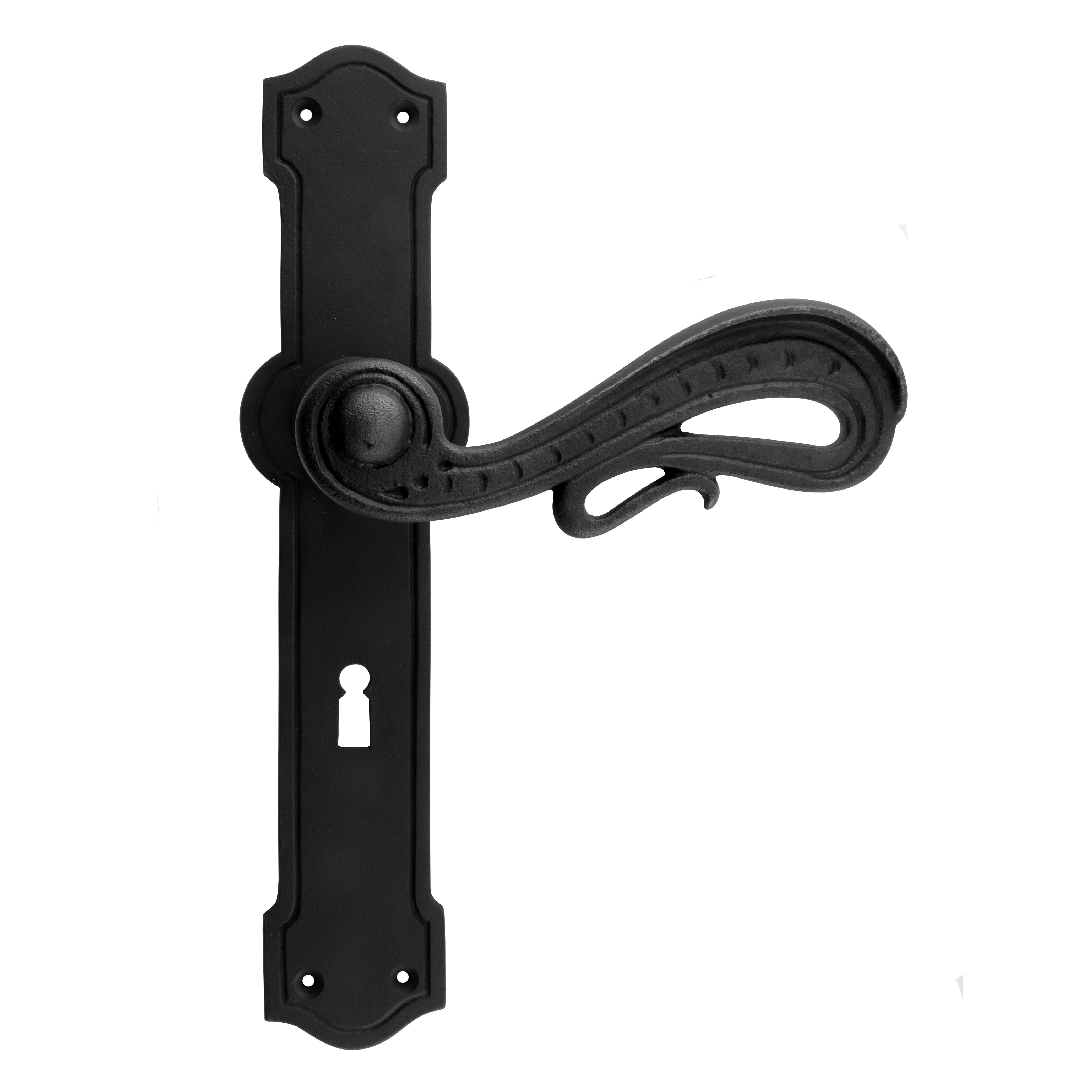 322.0107.70 Türgriffe mit Langschild Barock Eisen schwarz 322.0107.70 Türgriffe mit Langschild Barock Eisen schwarz