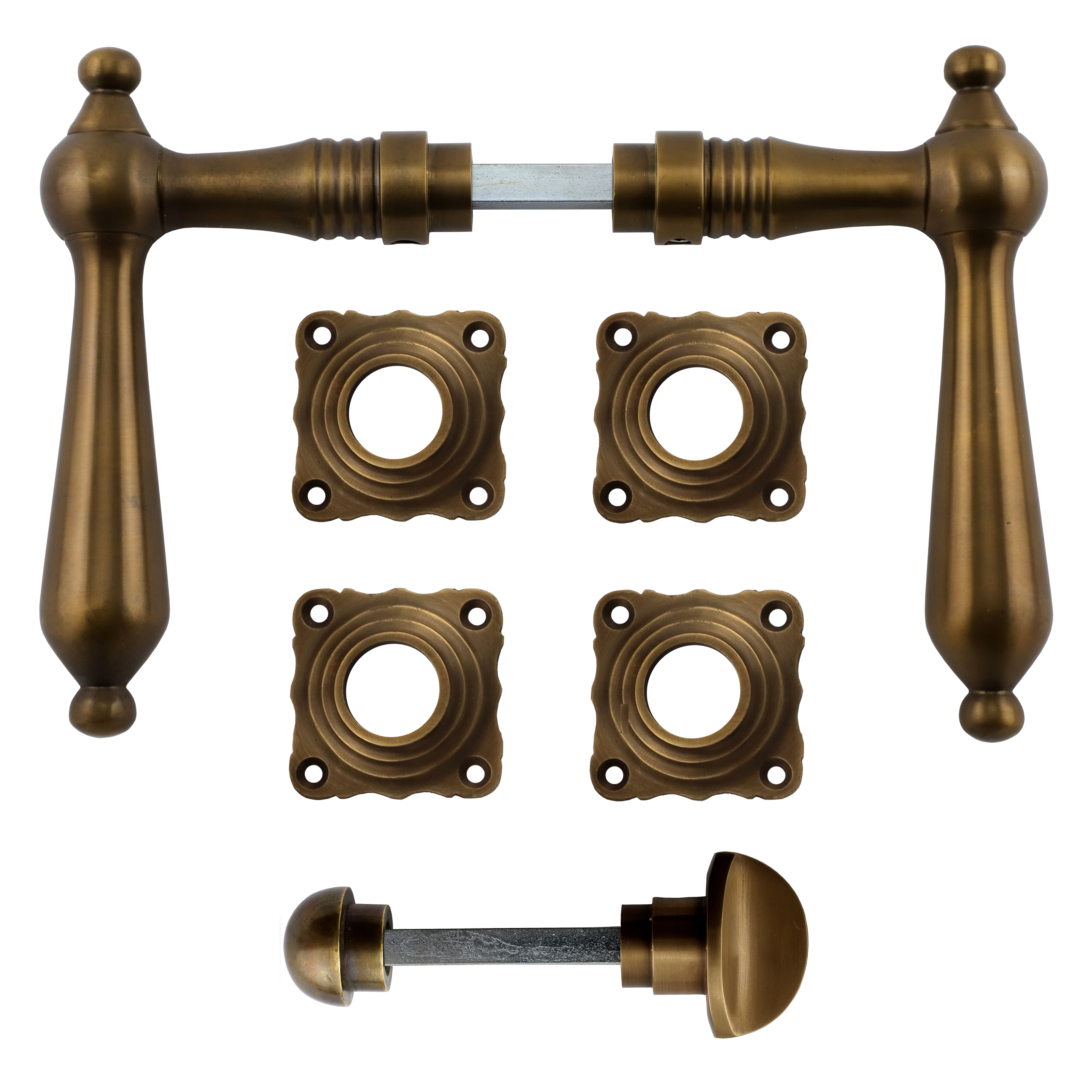 341.0069.45 WC-Türbeschlag mit Dreher / Drehknauf Messing patiniert Biedermeier 341.0069.45 WC-Türbeschlag mit Dreher / Drehknauf Messing patiniert Biedermeier